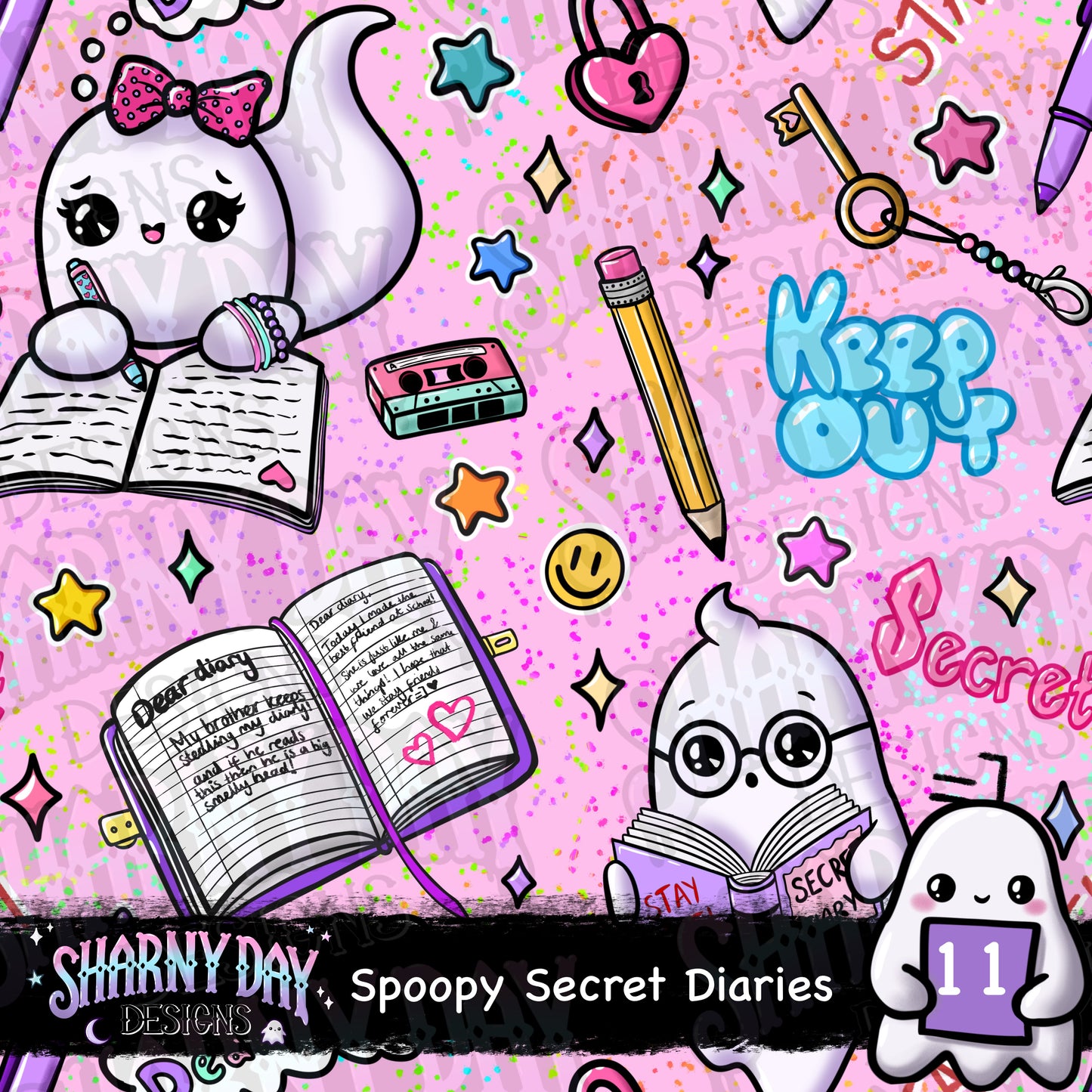 Spoopy Secret Diaries Exclusive Seamless Pattern Design