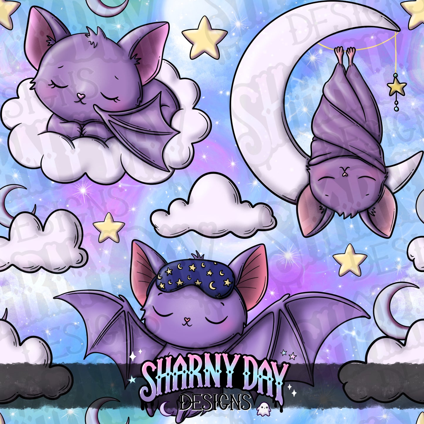 Dreamy Bats Exclusive Seamless Pattern Design