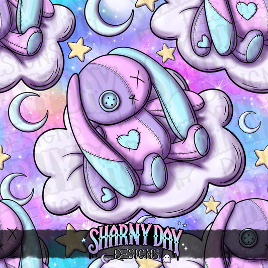 Sleepy Bunny Plushie Exclusive Seamless Pattern Design