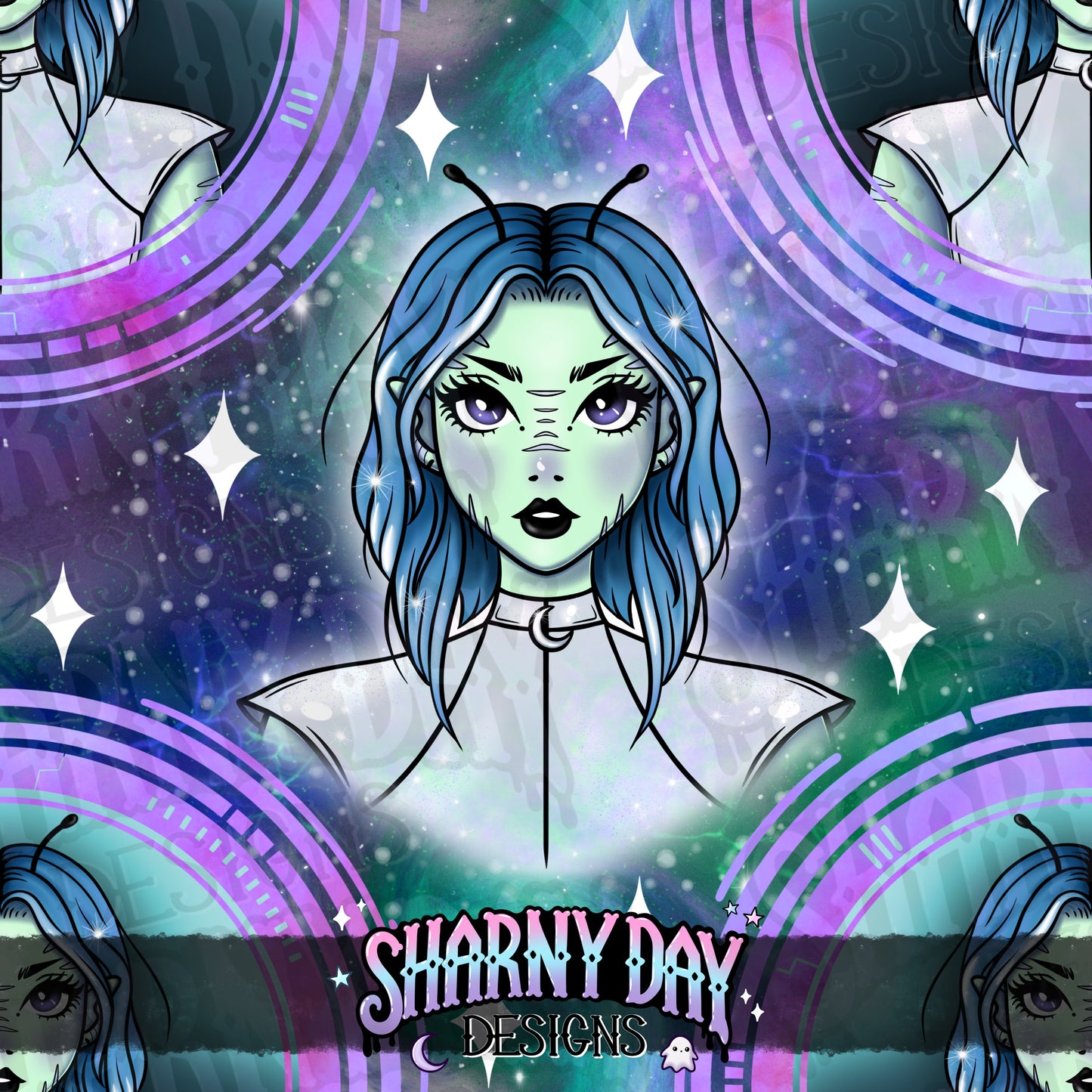 HEXTOBER - Galaxy Girl Limited Seamless Pattern