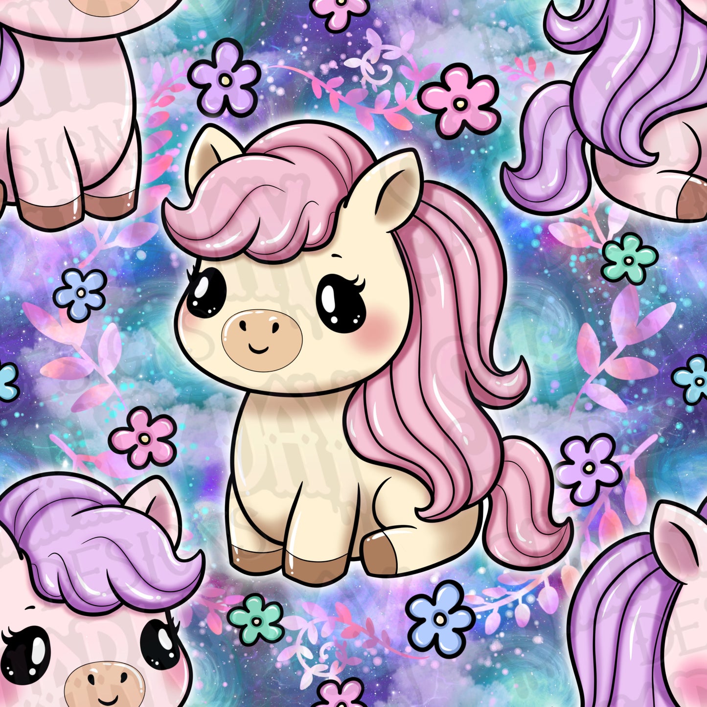 Kawaii Pony Exclusive Seamless Pattern Design