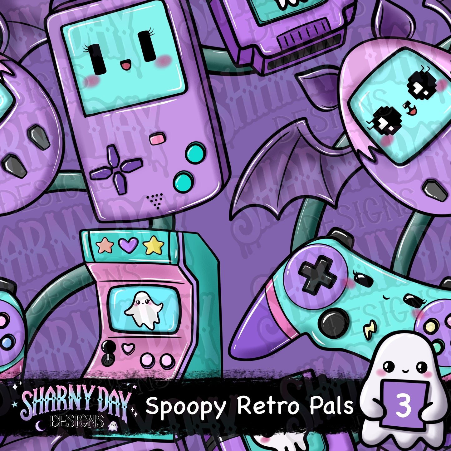 Spoopy Retro Pals Exclusive Seamless Pattern