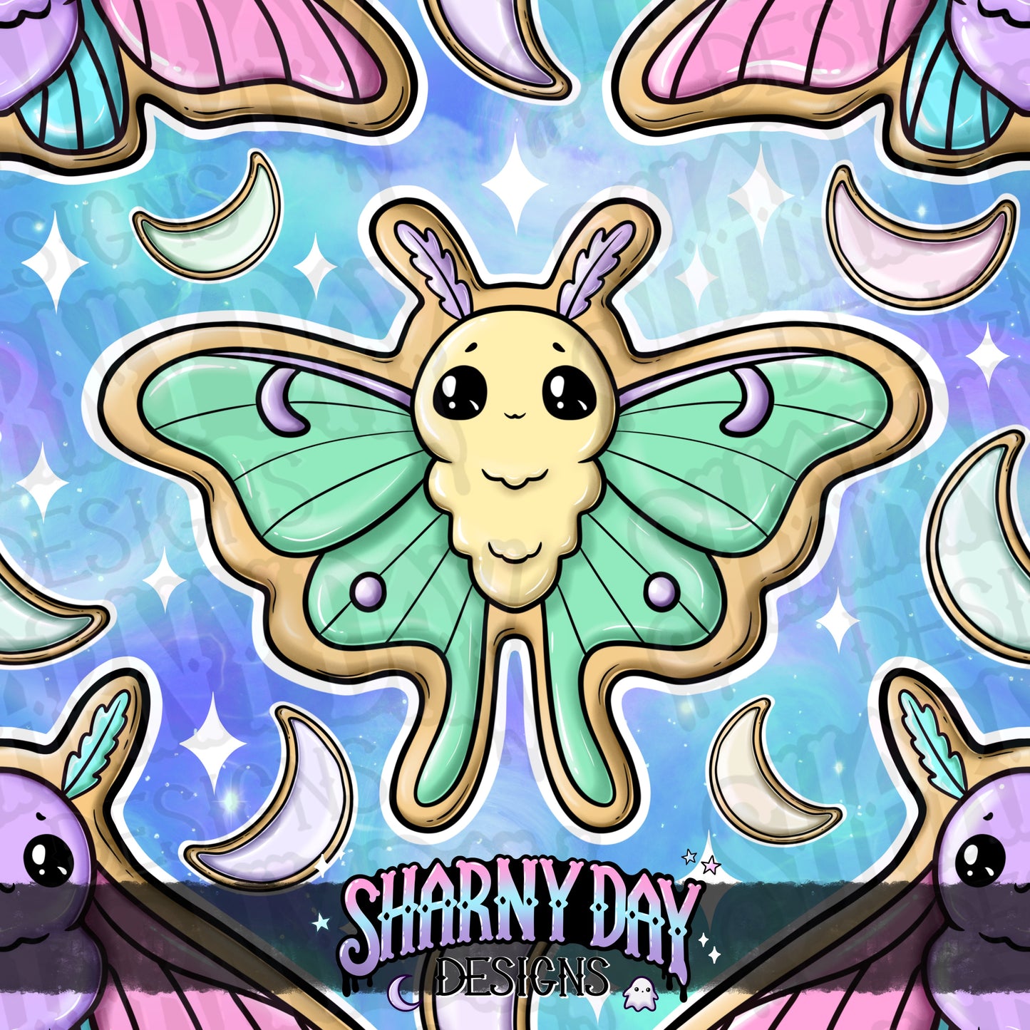 HEXTOBER - Moth Cookies Exclusive Seamless Pattern Design