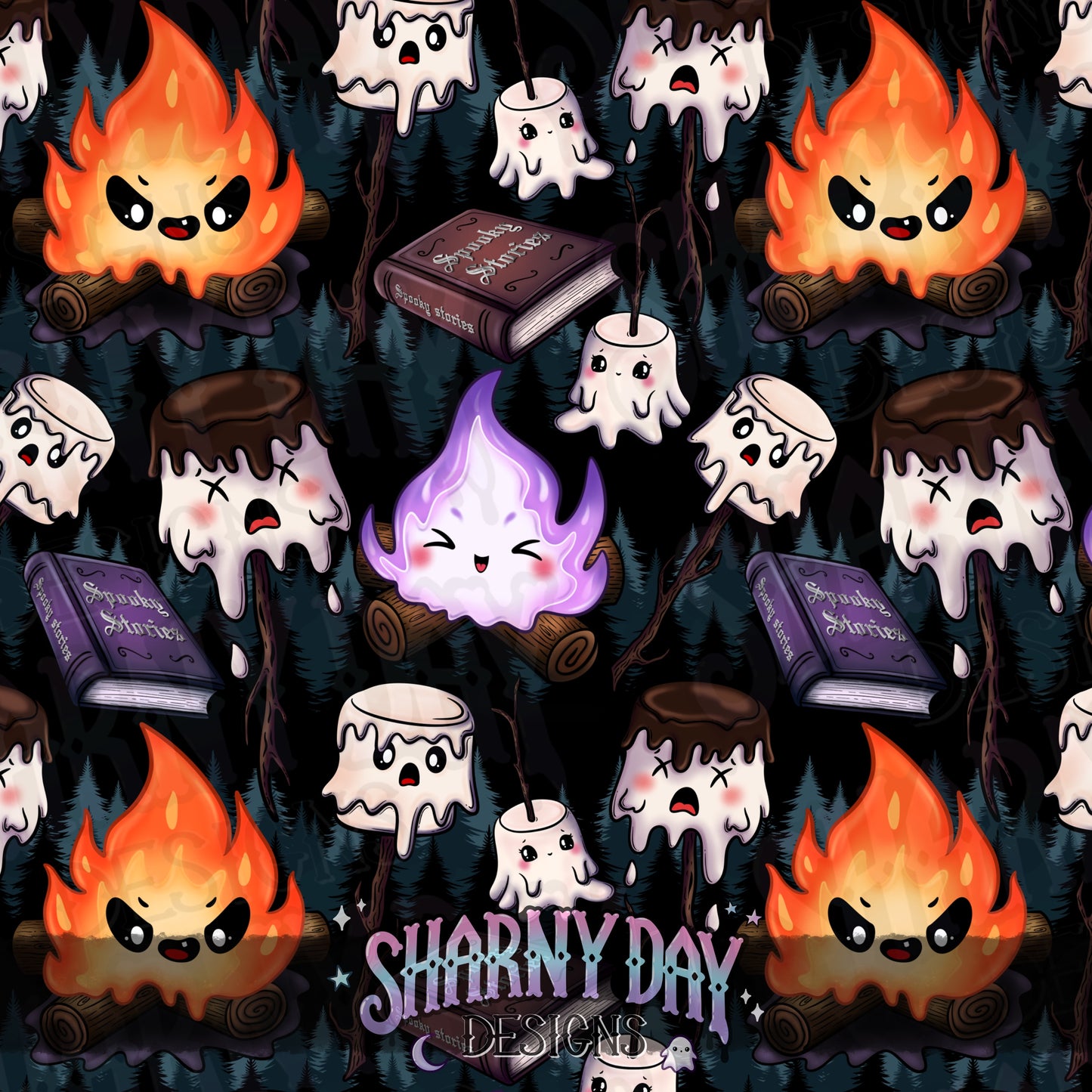 Creepy Campfire Exclusive Seamless Pattern Design