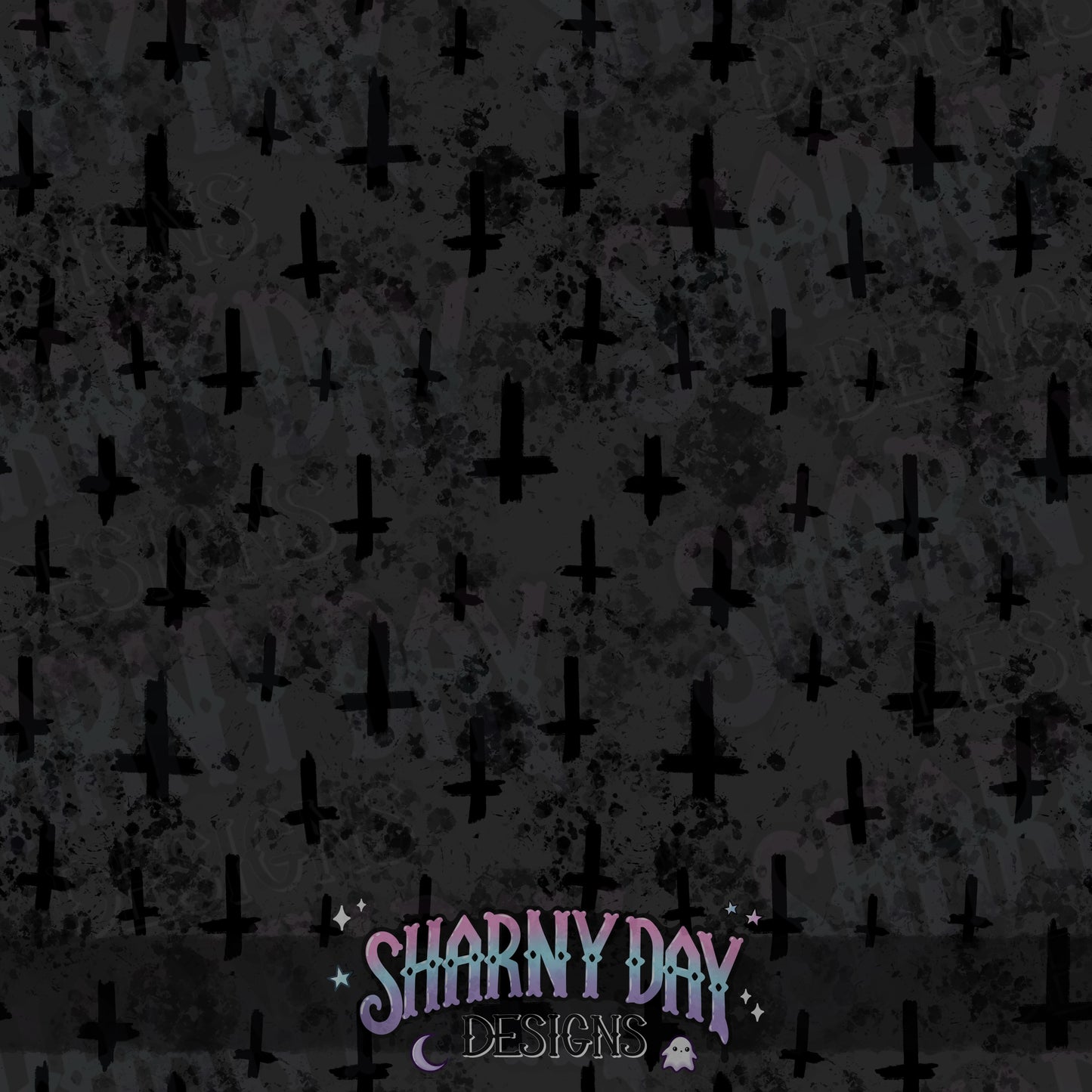 Mono Grunge Crosses non-exclusive Seamless Pattern Design