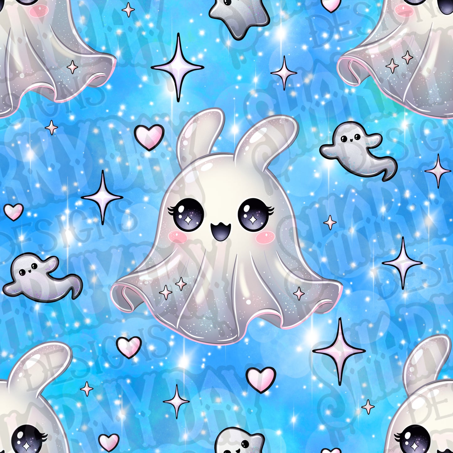 Kawaii Ghost Bunny Exclusive Seamless Pattern Design