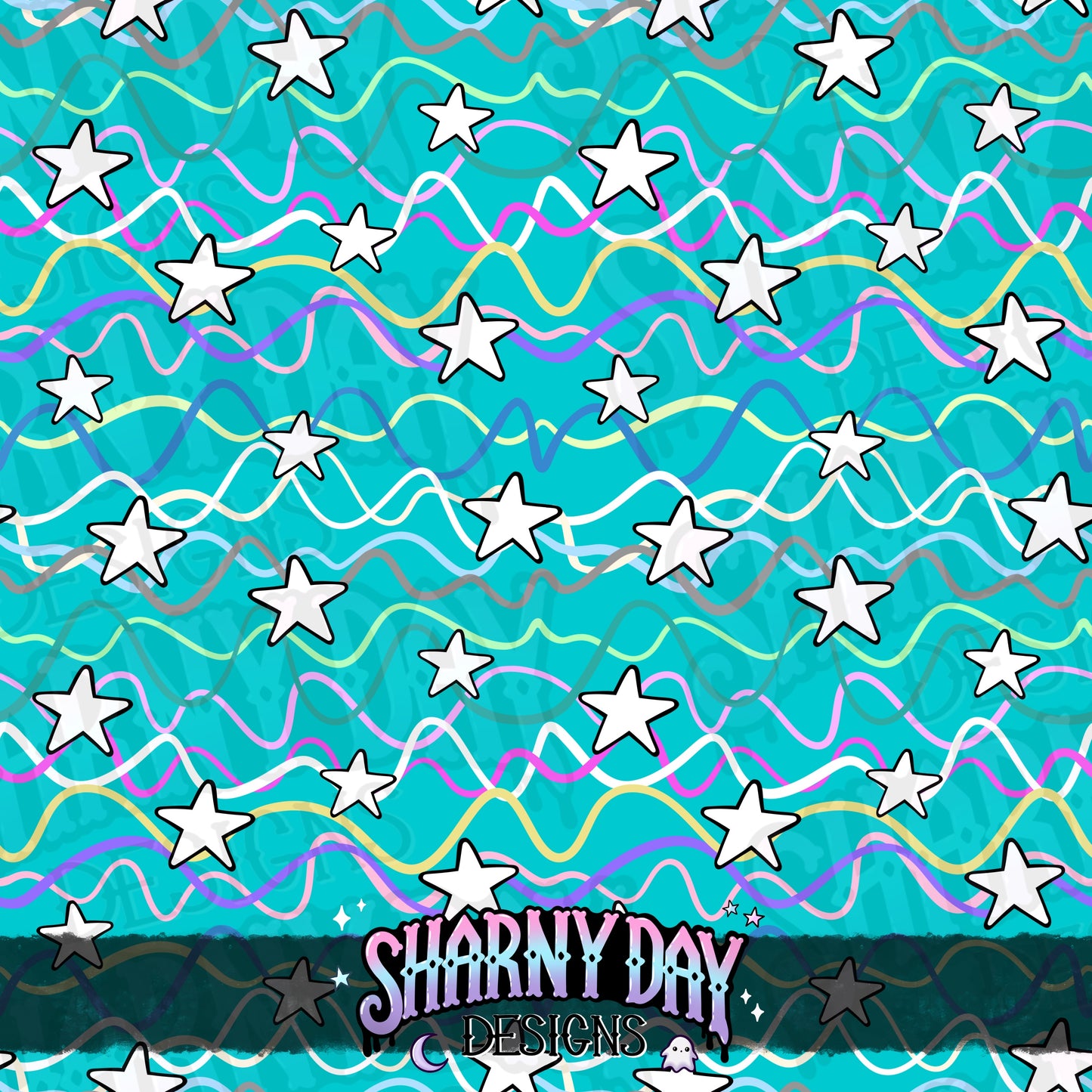 Squiggles and Stars non-exclusive Seamless Pattern Design
