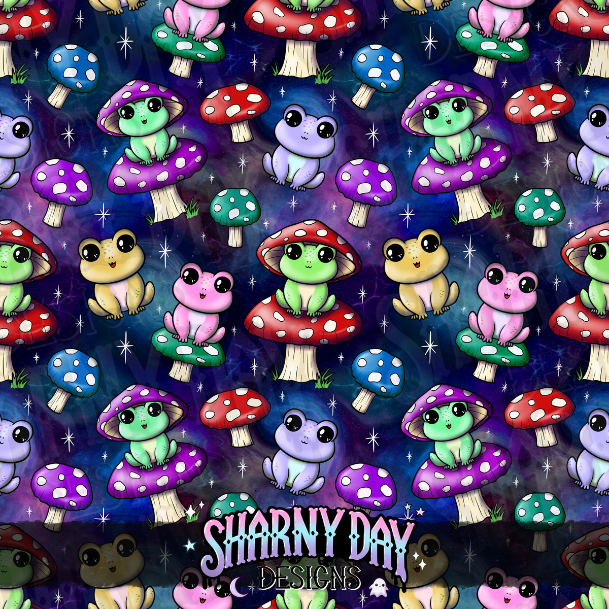 HEXTOBER - This Frog is a Fungi - Exclusive Seamless Pattern Design