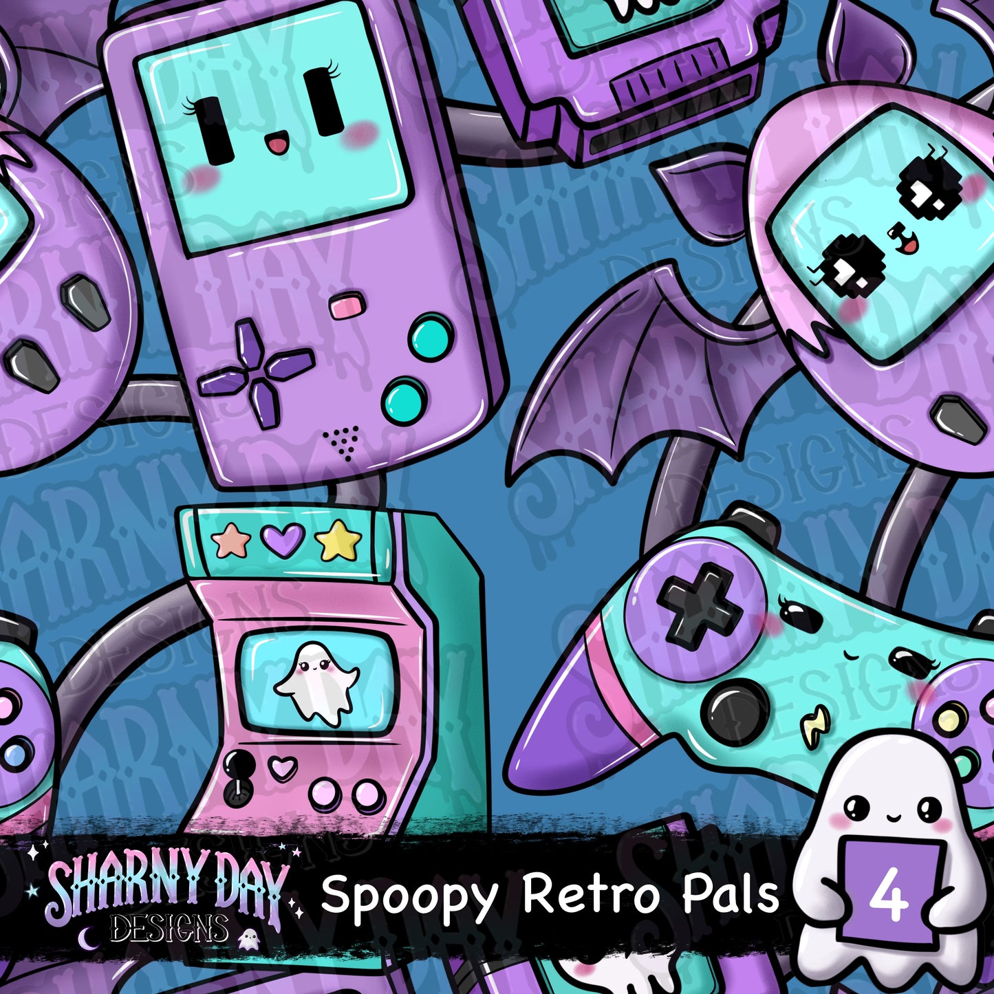 Spoopy Retro Pals Exclusive Seamless Pattern