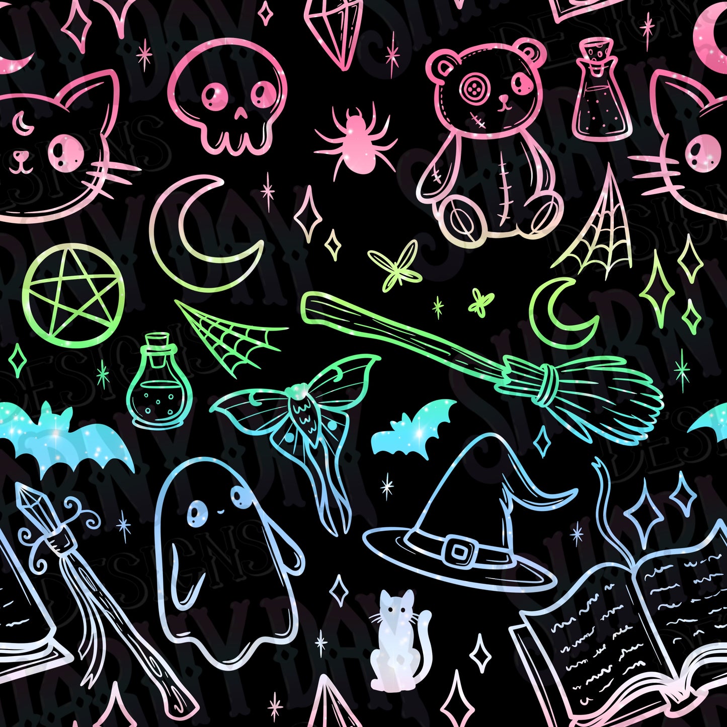 Spoopy Doodles non-exclusive Seamless Pattern Design