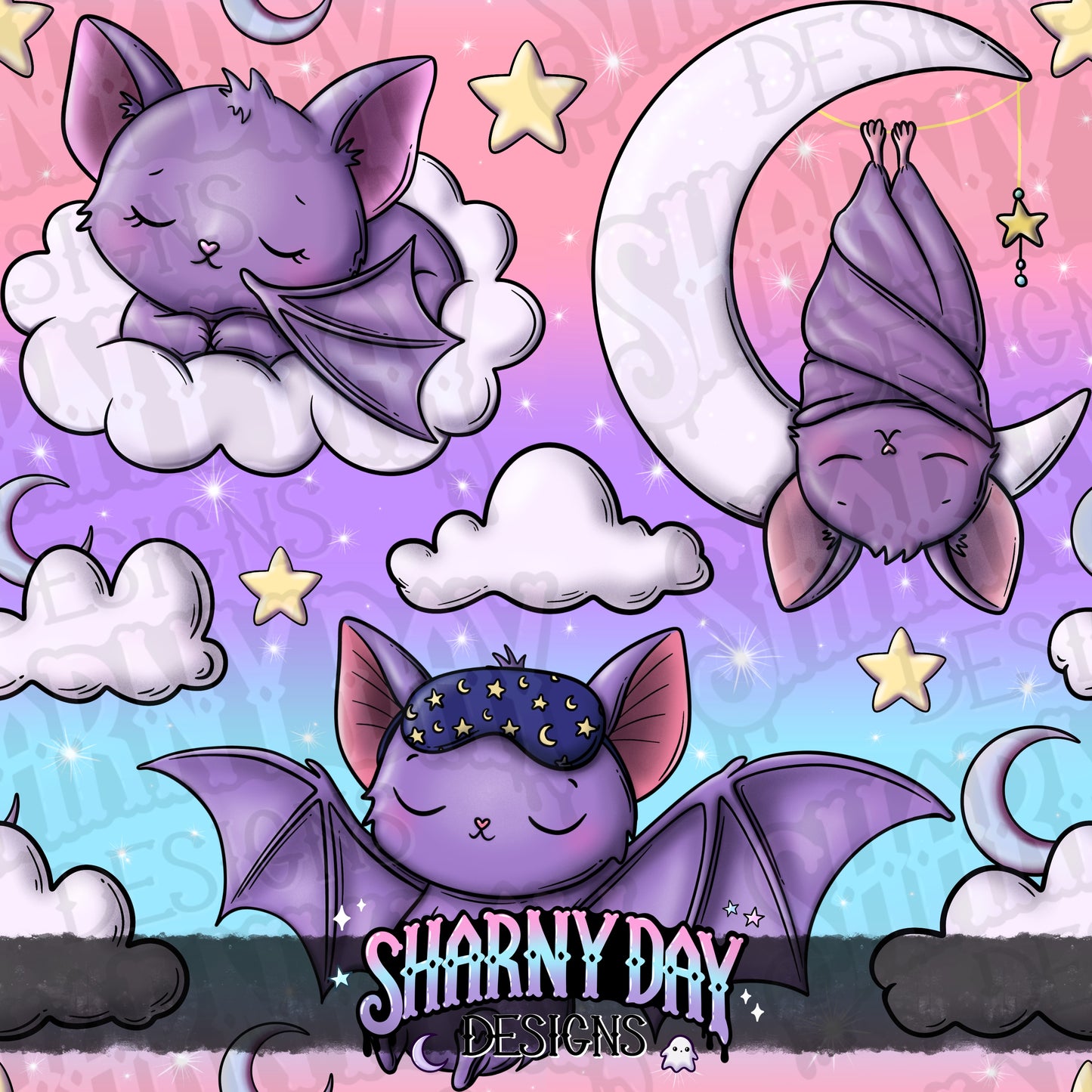 Dreamy Bats Exclusive Seamless Pattern Design