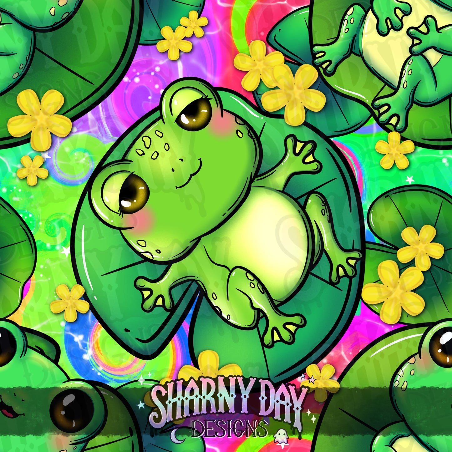 Summer Froggies Exclusive Seamless Pattern Design