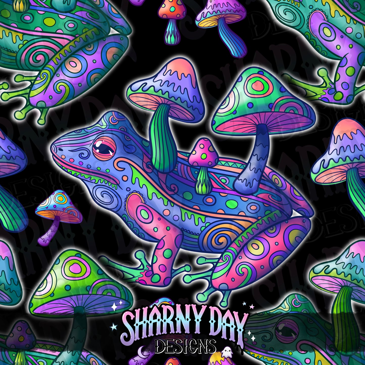 HEXTOBER - Psychedelic Frogs Exclusive Seamless Pattern Design