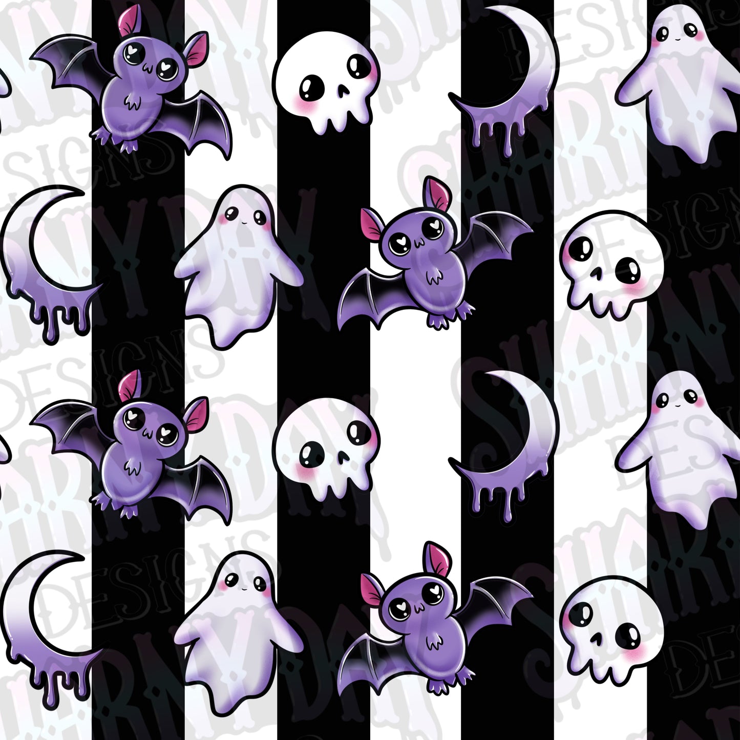 Spoopy Kawaii Motifs Non-exclusive Seamless Patterns - Bundle of 10 Coords
