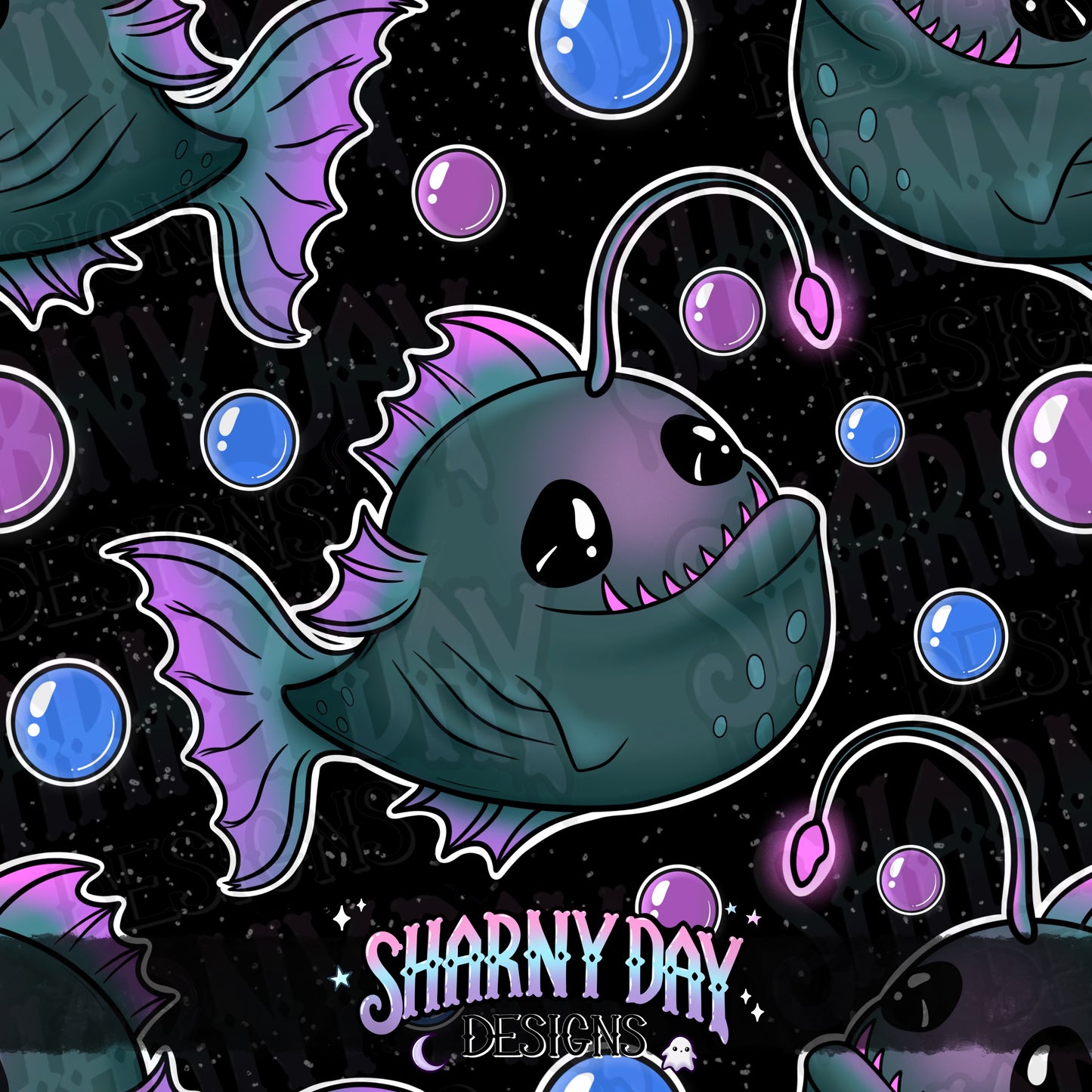 Cute Angler Fish Exclusive Seamless Pattern Design