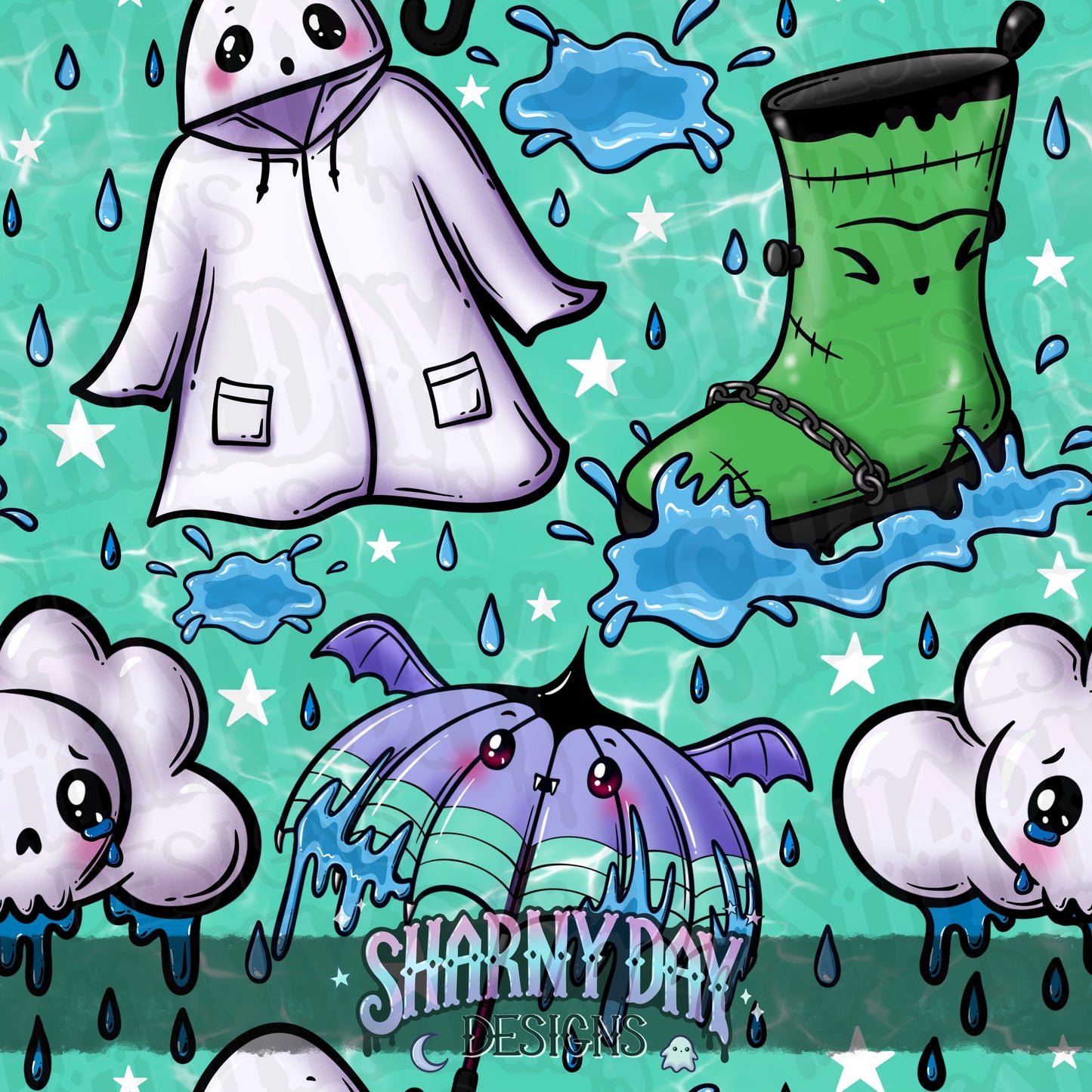 Spooky Rainy Dayz Exclusive Seamless Pattern Design