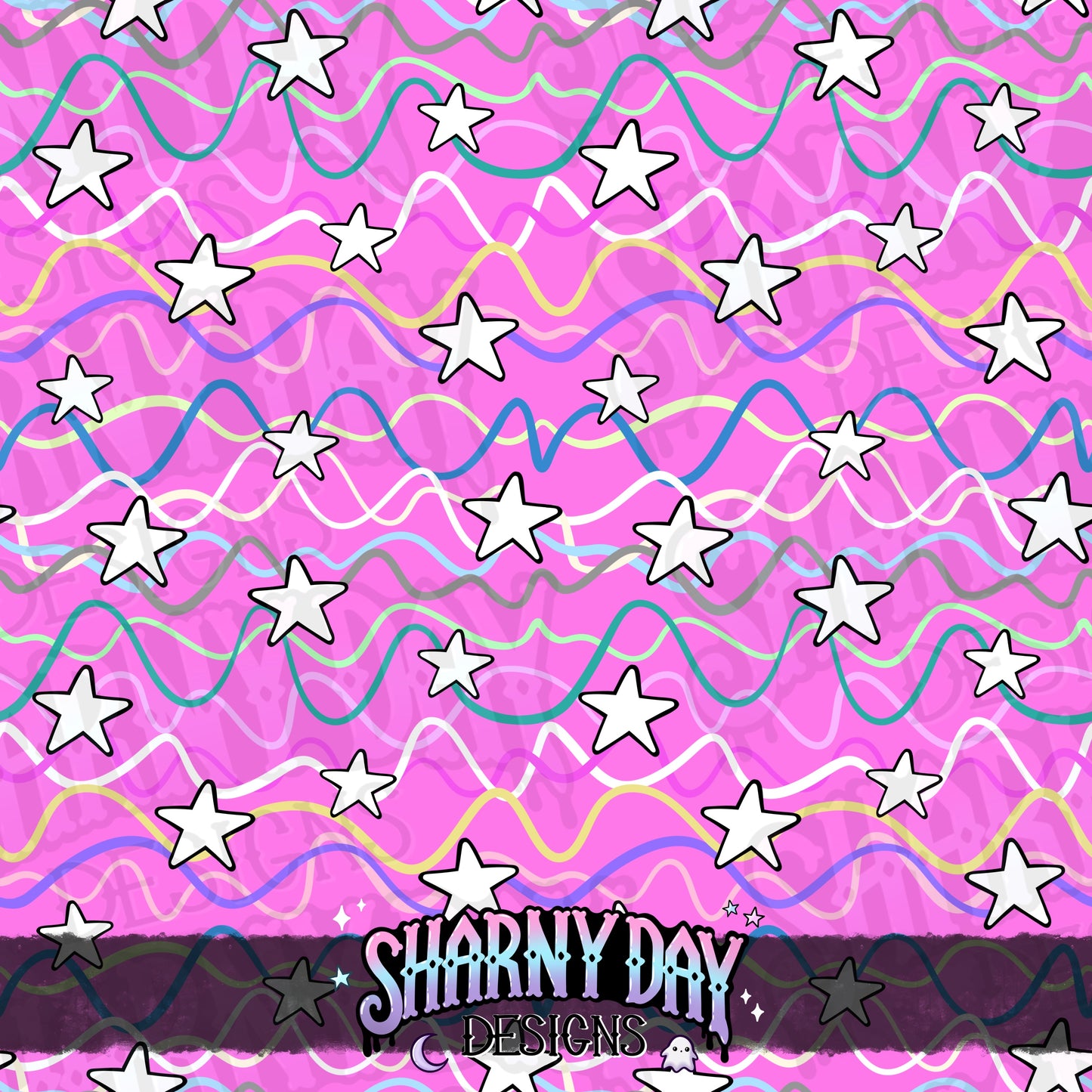 Squiggles and Stars non-exclusive Seamless Pattern Design