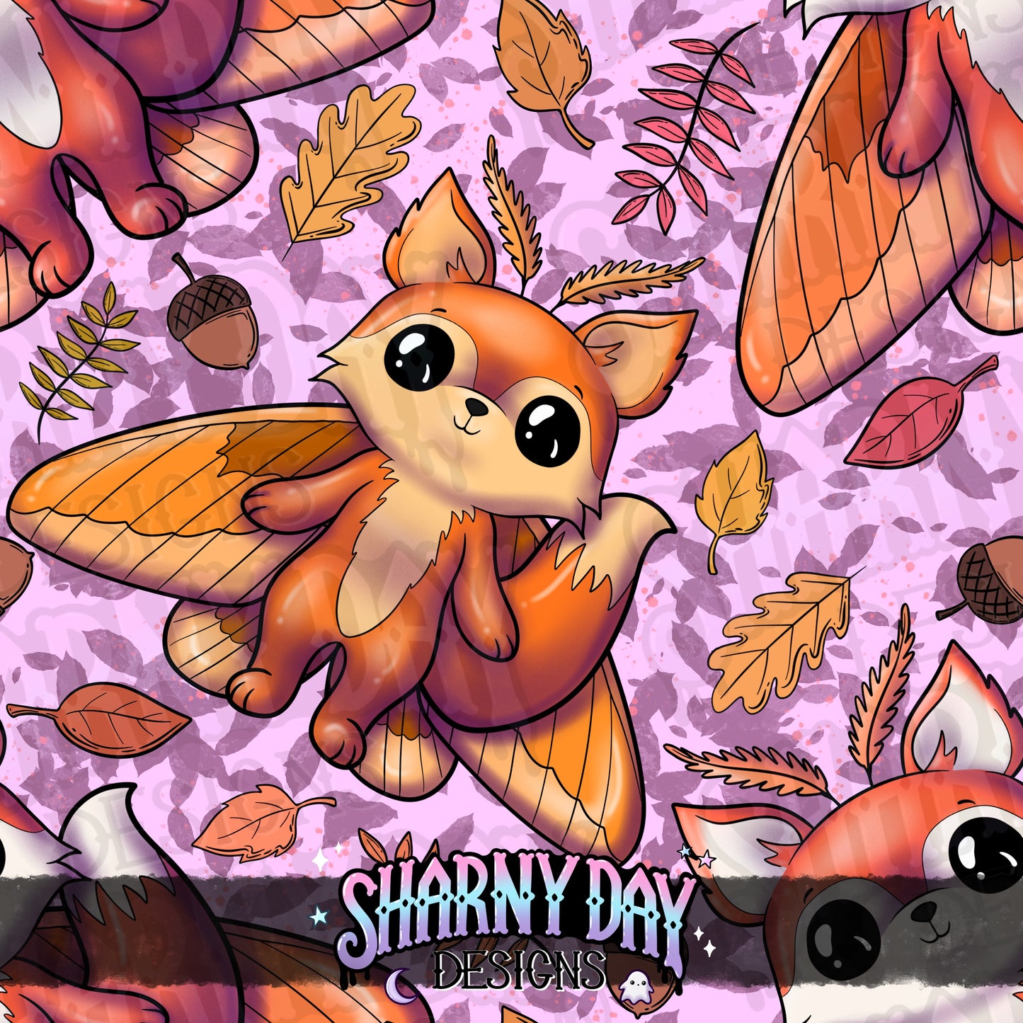 Kawaii Fox Moth Exclusive Seamless Pattern Design