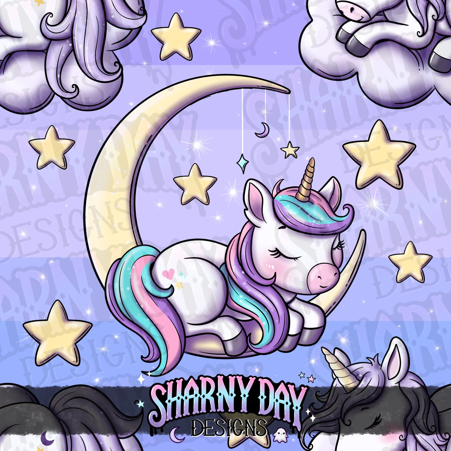 Kawaii Sleepy Unicorns - Exclusive Seamless Pattern Design