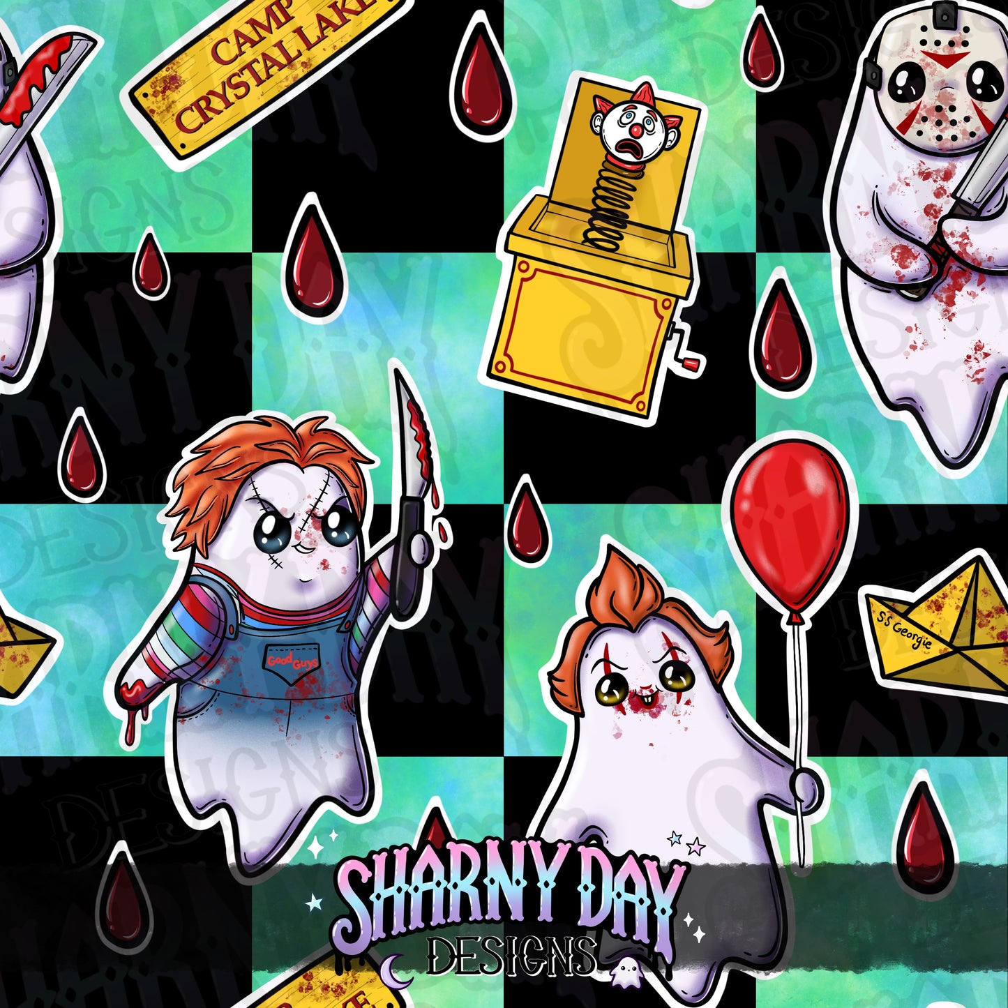 HEXTOBER - Horror Ghosties Exclusive Seamless Pattern Design