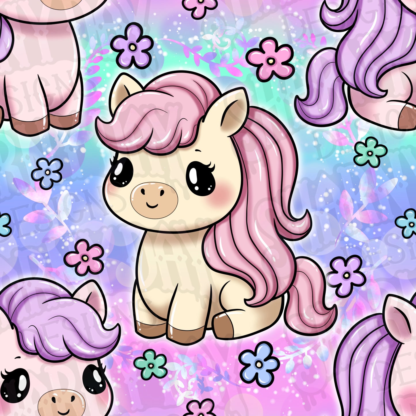 Kawaii Pony Exclusive Seamless Pattern Design