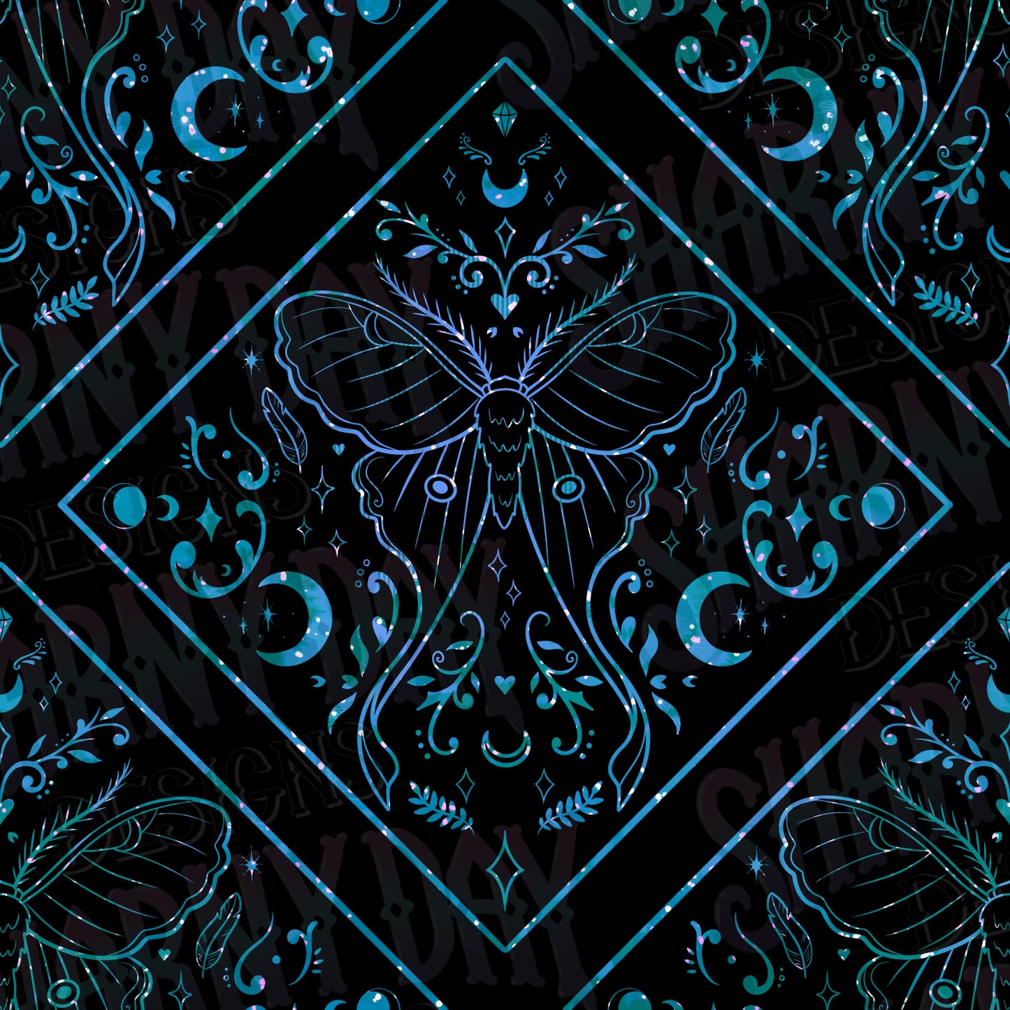 Luna Moth Lines Exclusive Seamless Pattern Design