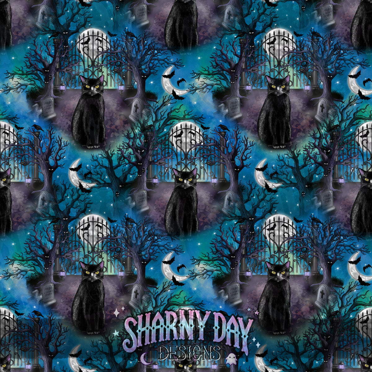 HEXTOBER - In the Cemetery non-exclusive Seamless Pattern Design