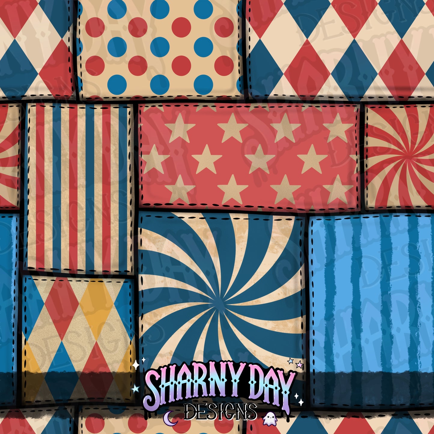 HEXTOBER - Circus Patchwork non-exclusive Seamless Pattern Design