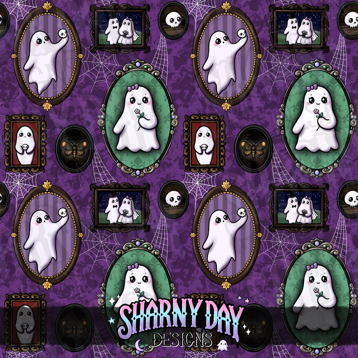 HEXTOBER - Ghostie Wall Hangings (portrait) - Exclusive Seamless Pattern Design