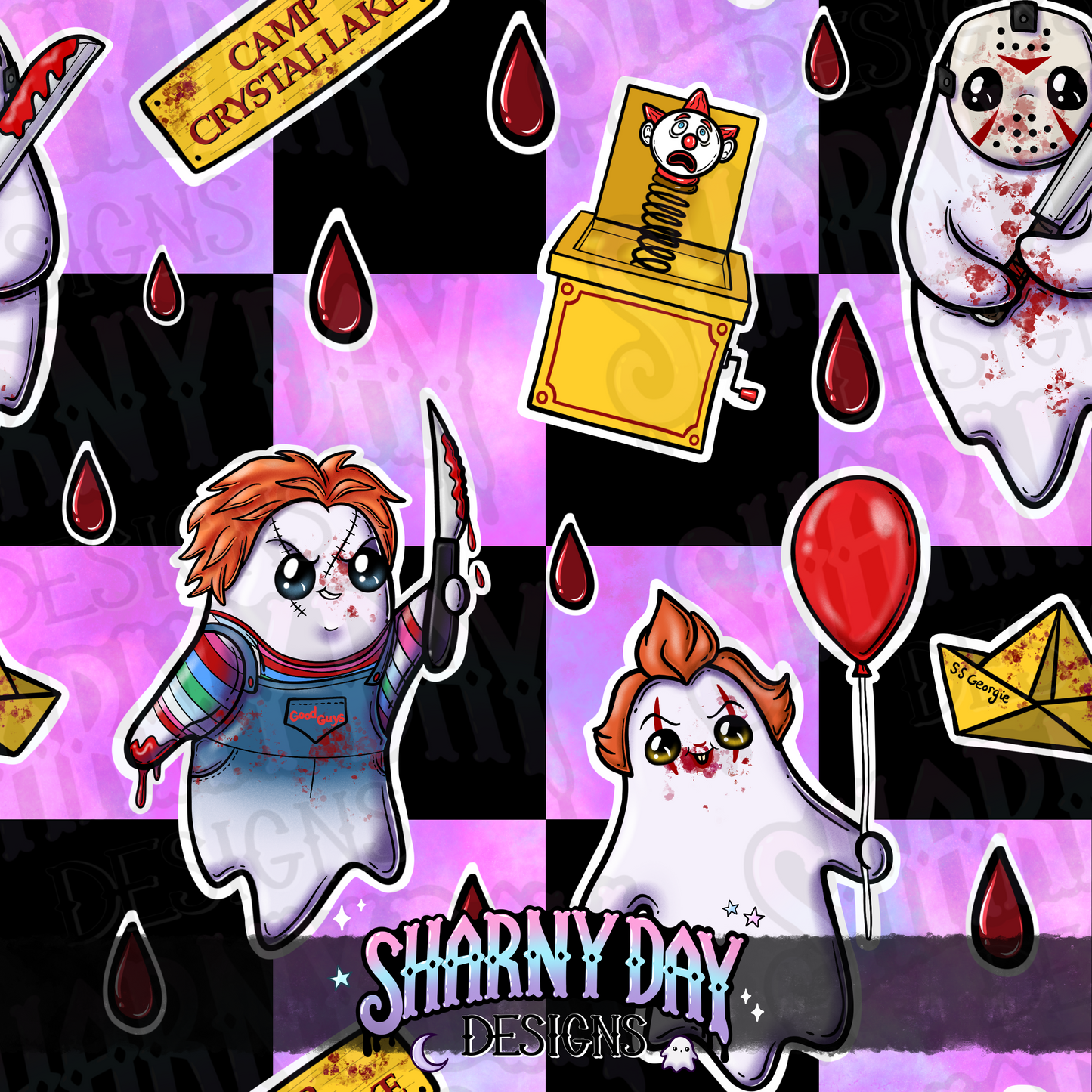 HEXTOBER - Horror Ghosties Exclusive Seamless Pattern Design