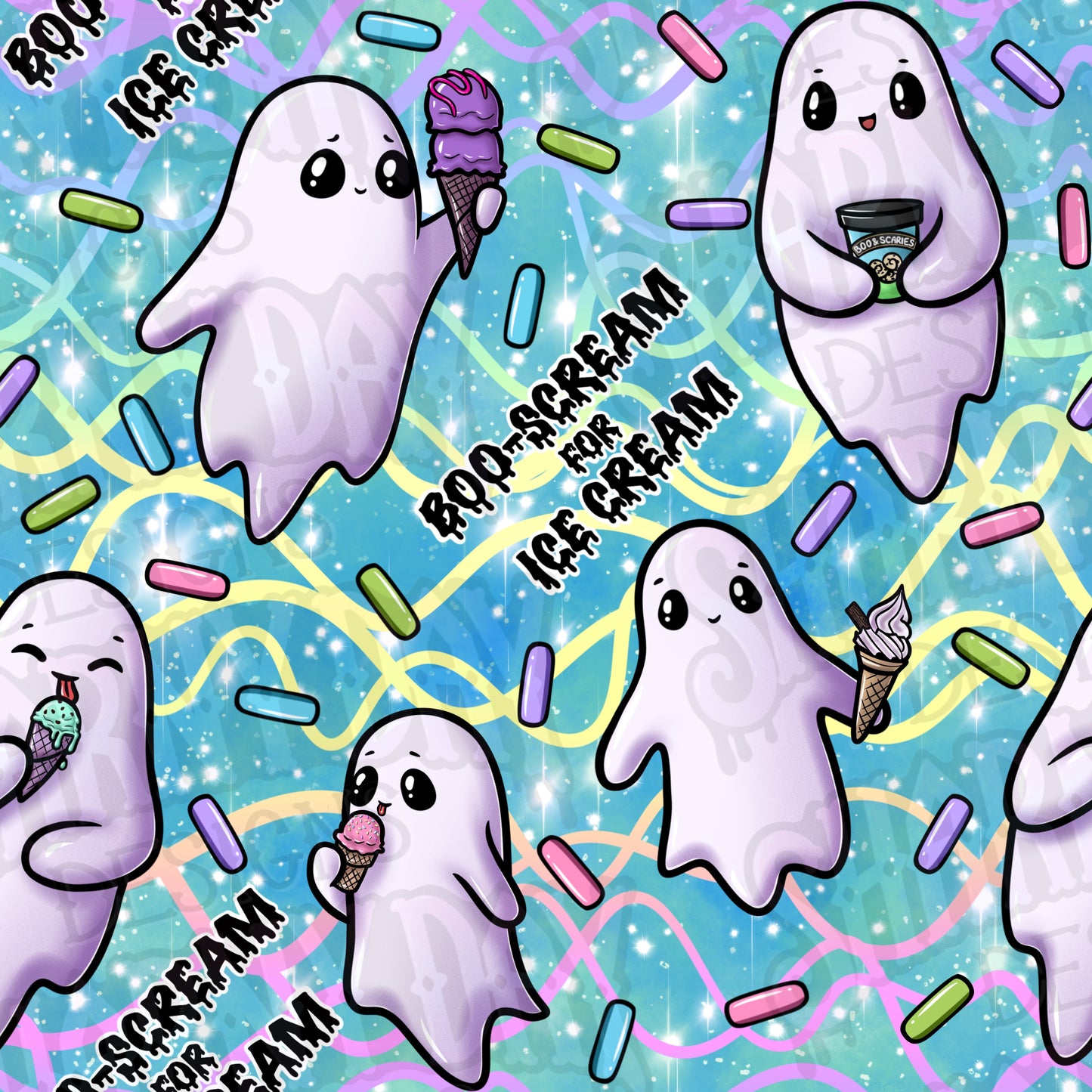 Boo-Scream for Ice Cream Exclusive Seamless Pattern Design