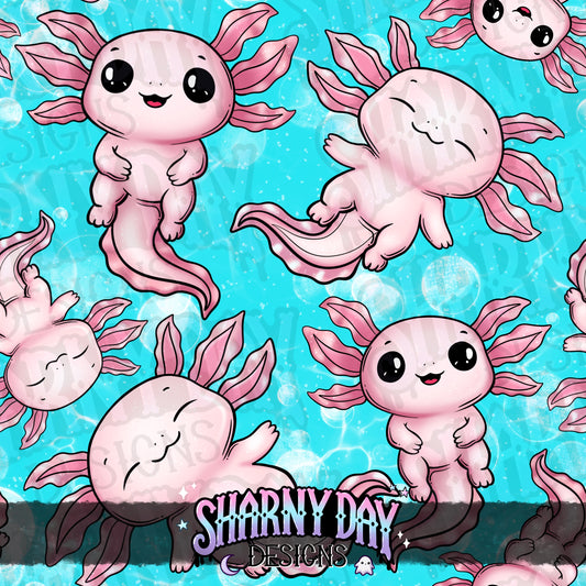 Kawaii Axolotls Exclusive Seamless Pattern Design