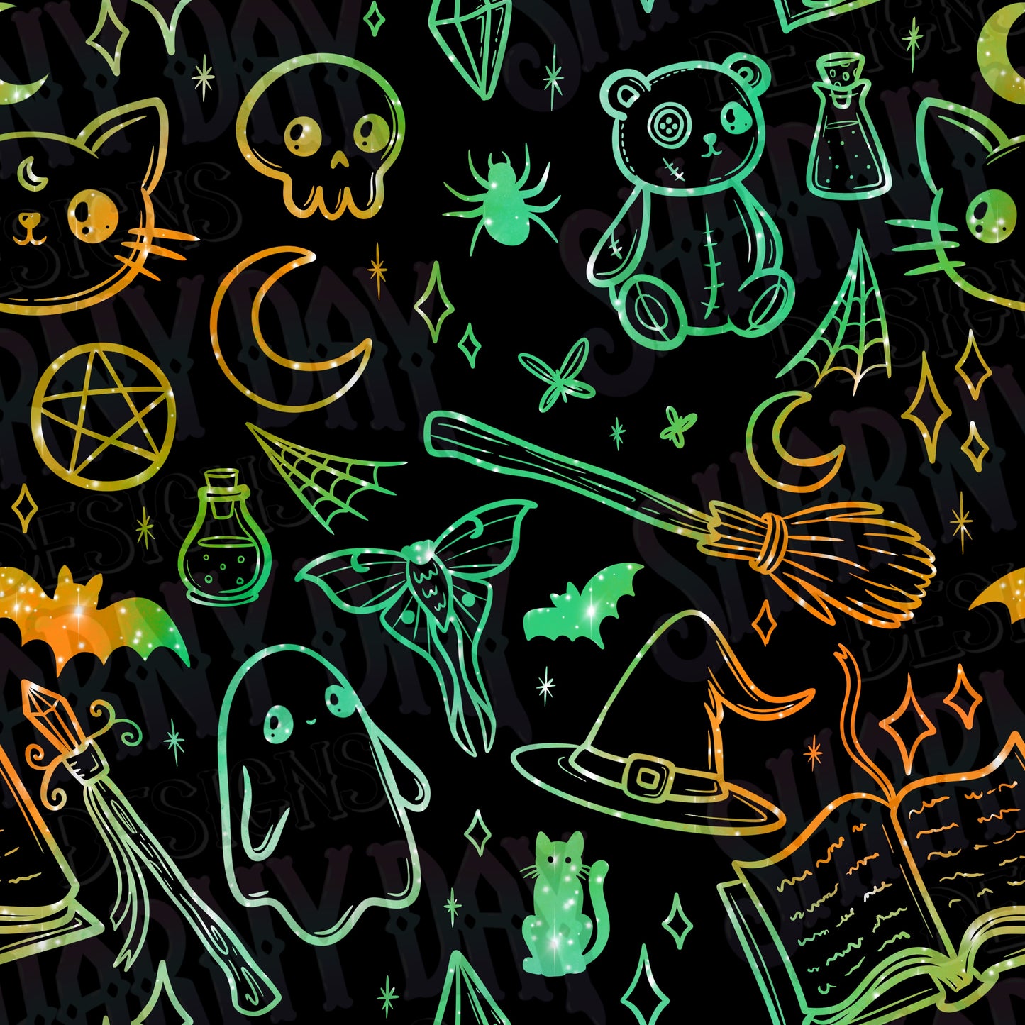Spoopy Doodles non-exclusive Seamless Pattern Design