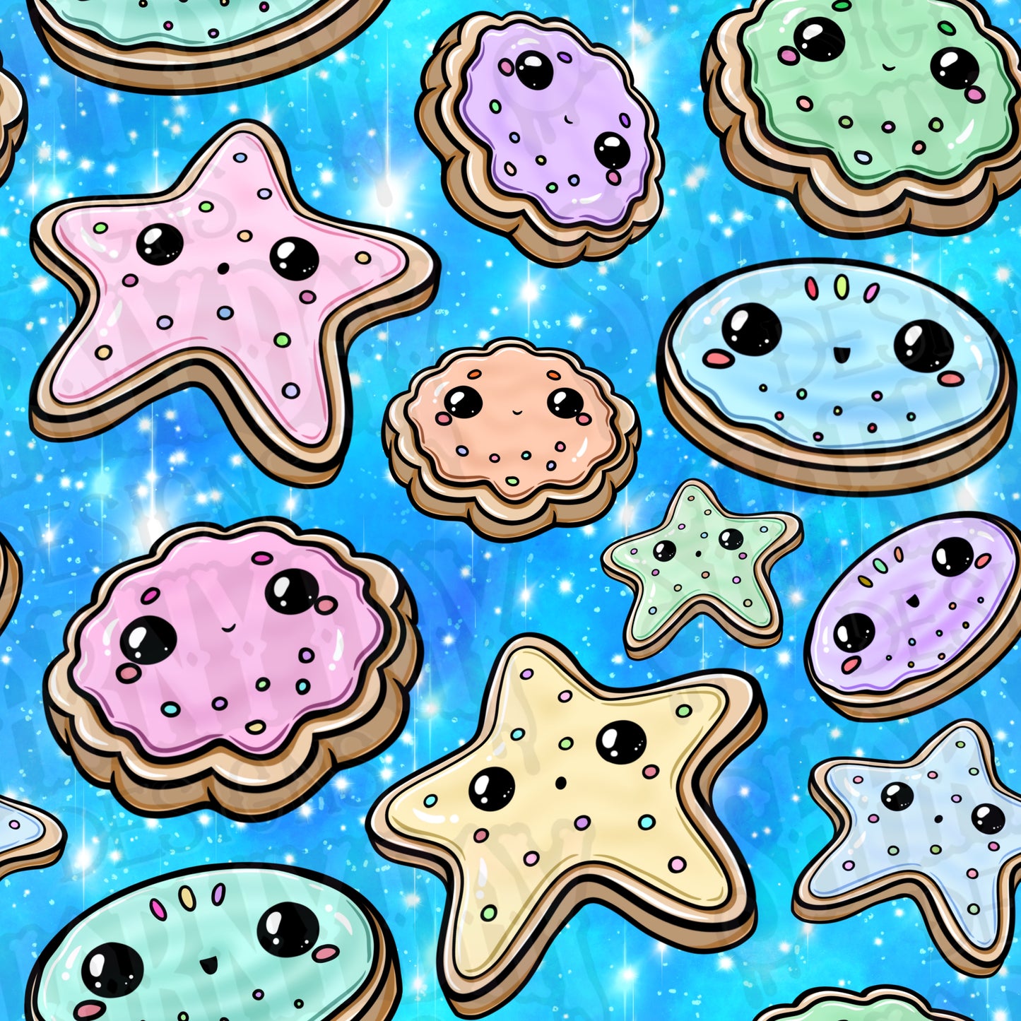 Kawaii Sugar Cookies Exclusive Seamless Pattern Design