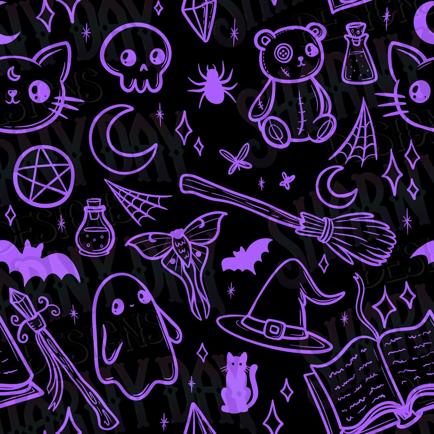 Spoopy Doodles non-exclusive Seamless Pattern Design