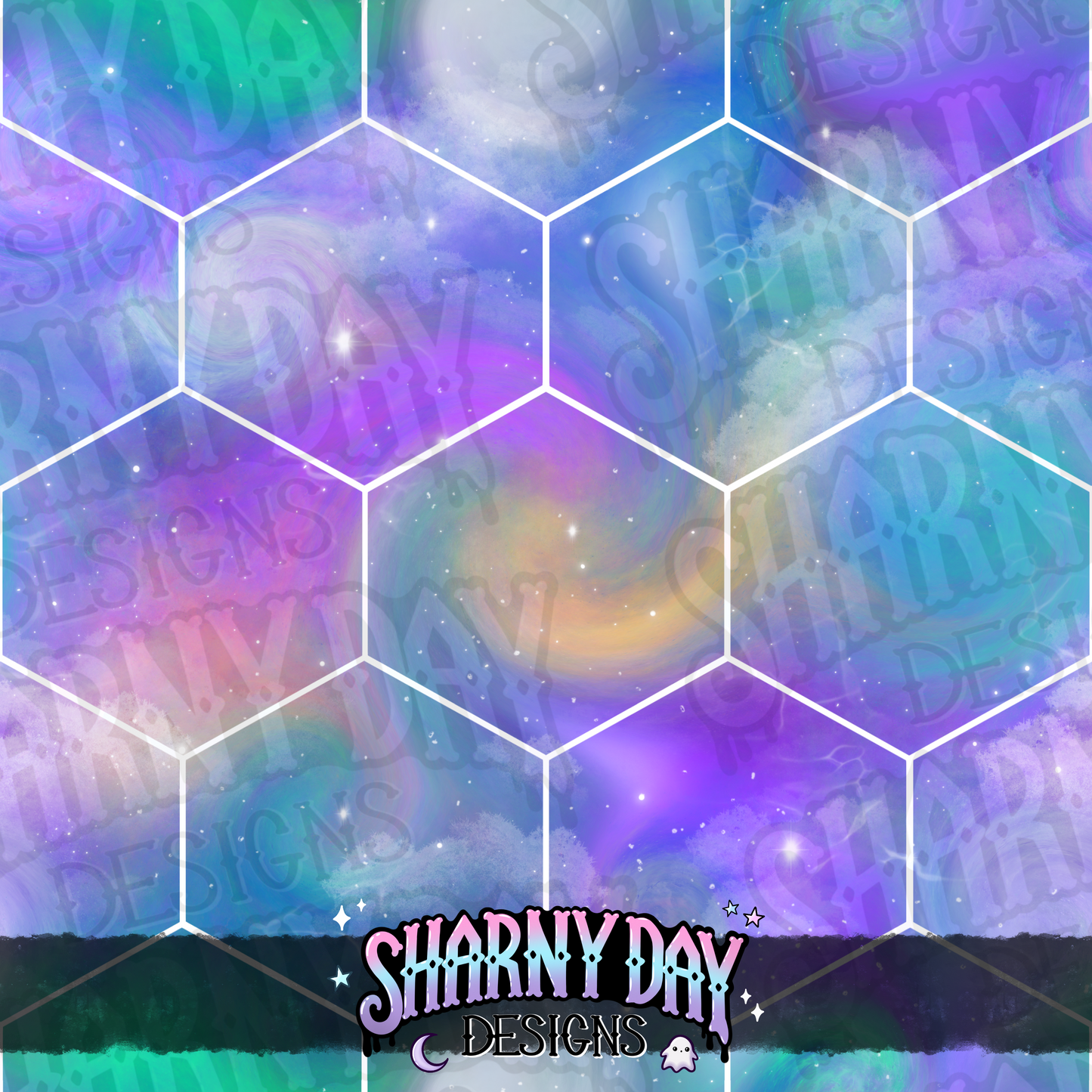 HEXTOBER - Galaxy Honeycomb non-exclusive Seamless Pattern Design