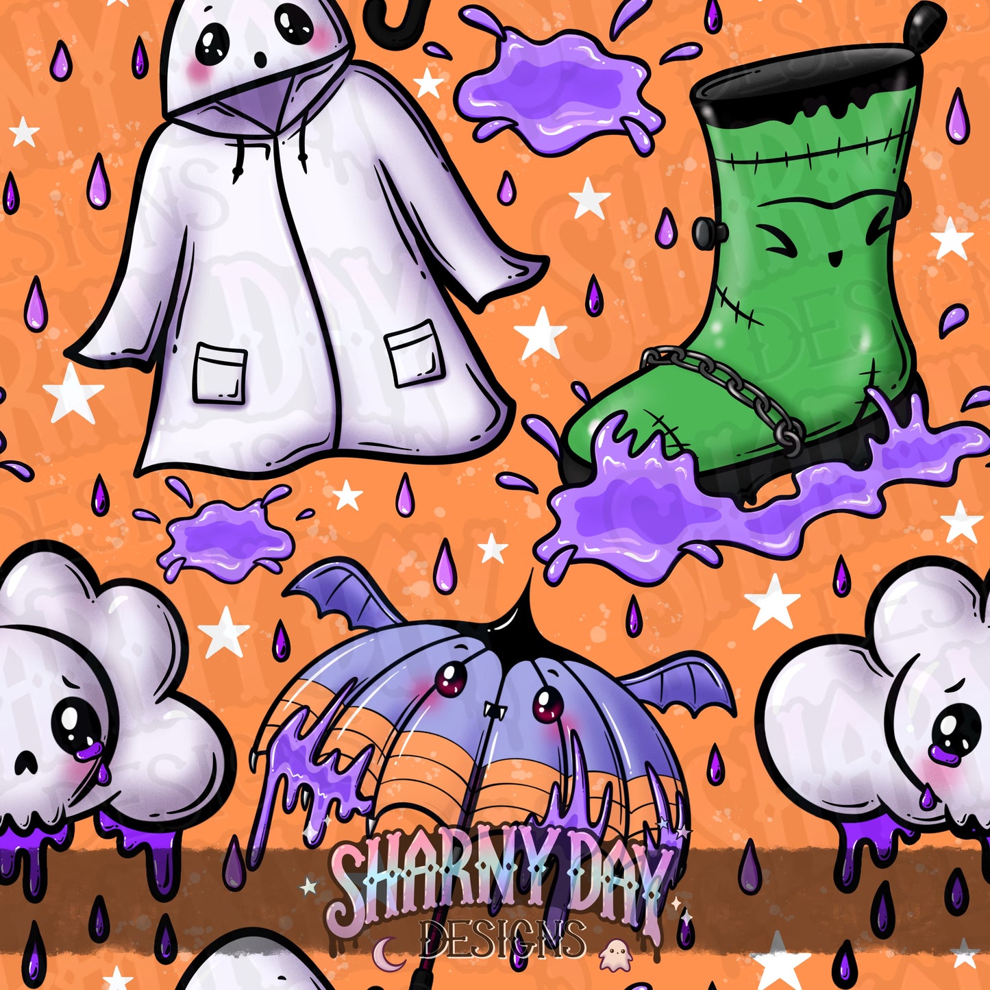 Spooky Rainy Dayz Exclusive Seamless Pattern Design