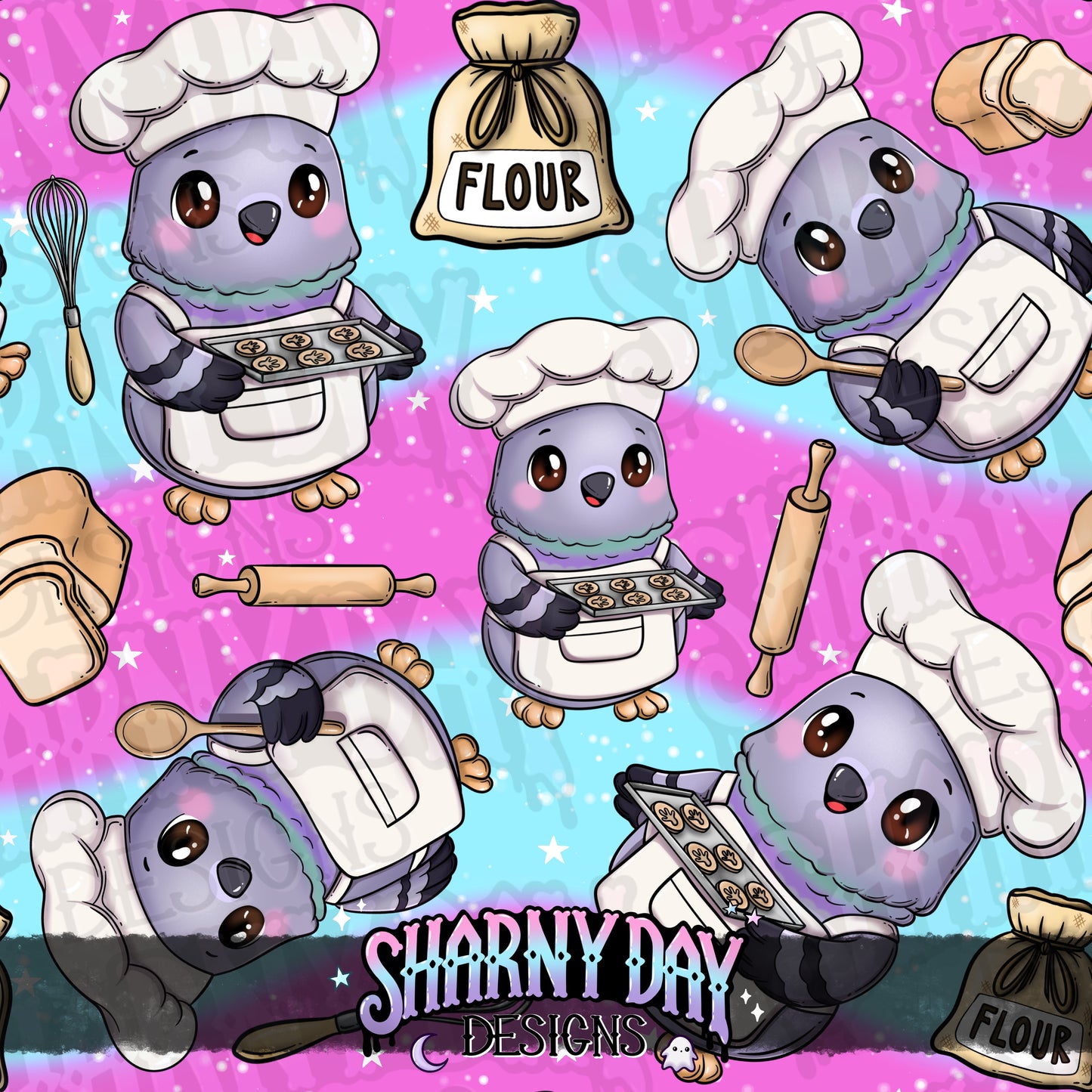 Baker Pigeon Exclusive Seamless Pattern Design