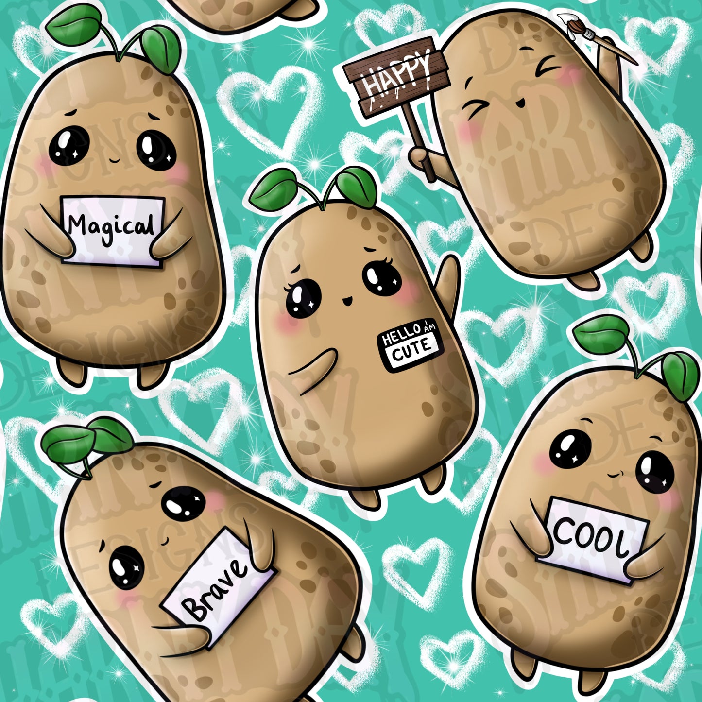 Posi-potato Exclusive Seamless Pattern Design - 2 Wording Variations Per Purchase!