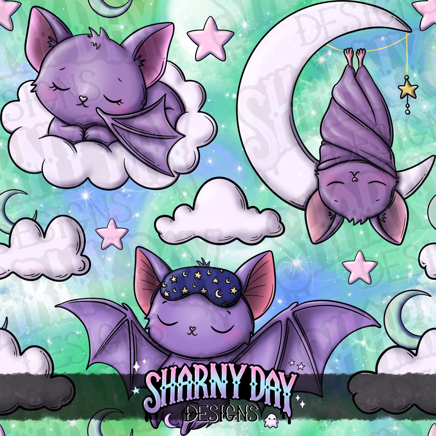 Dreamy Bats Exclusive Seamless Pattern Design