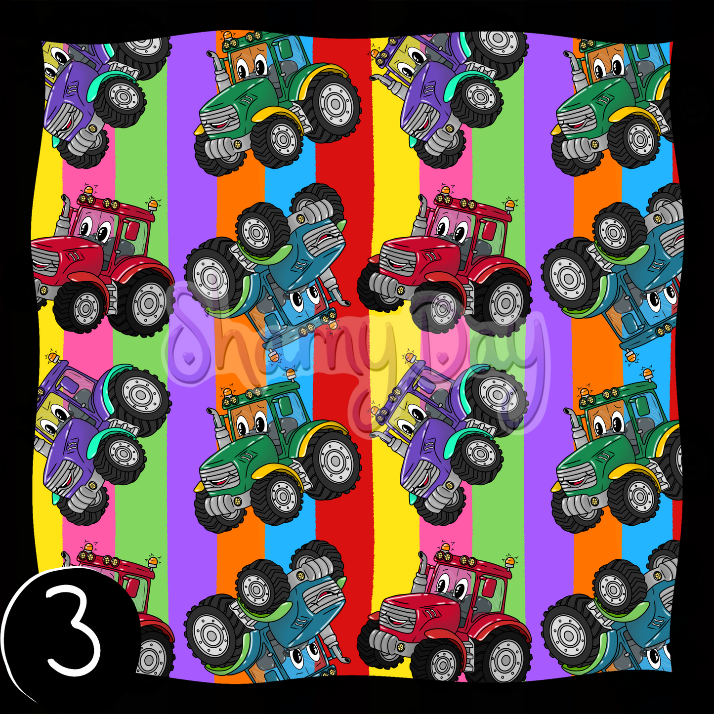 Happy Tractor Exclusive Seamless Pattern