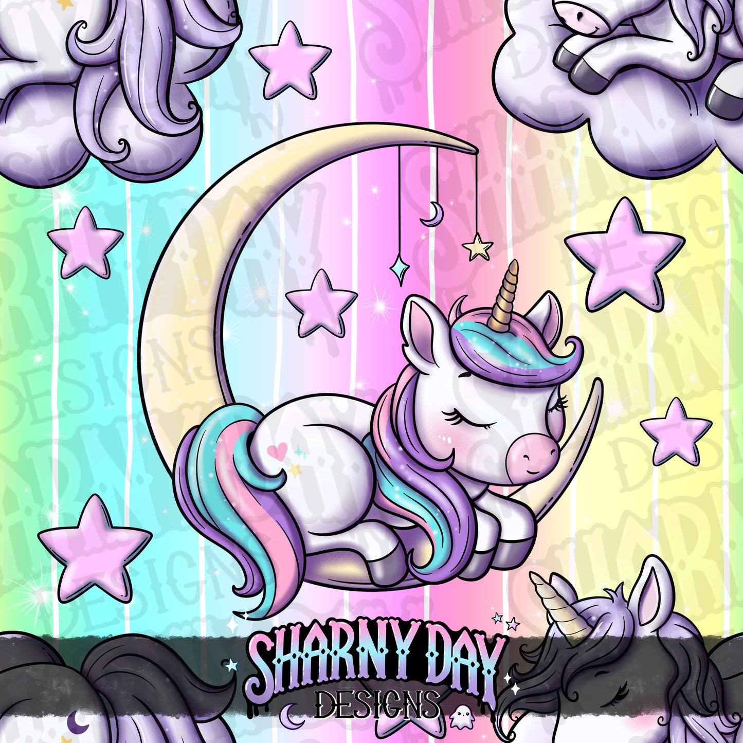 Kawaii Sleepy Unicorns - Exclusive Seamless Pattern Design
