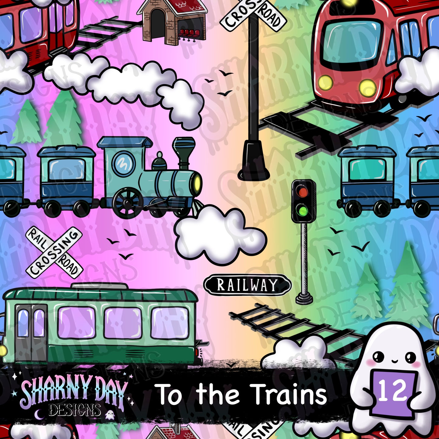To the Trains Exclusive Seamless Pattern