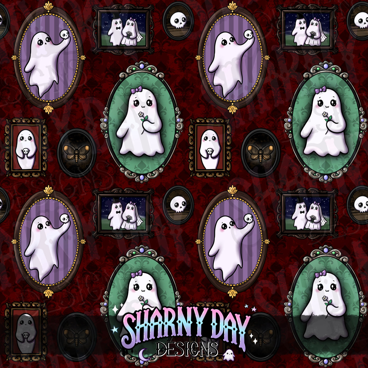 HEXTOBER - Ghostie Wall Hangings (portrait) - Exclusive Seamless Pattern Design