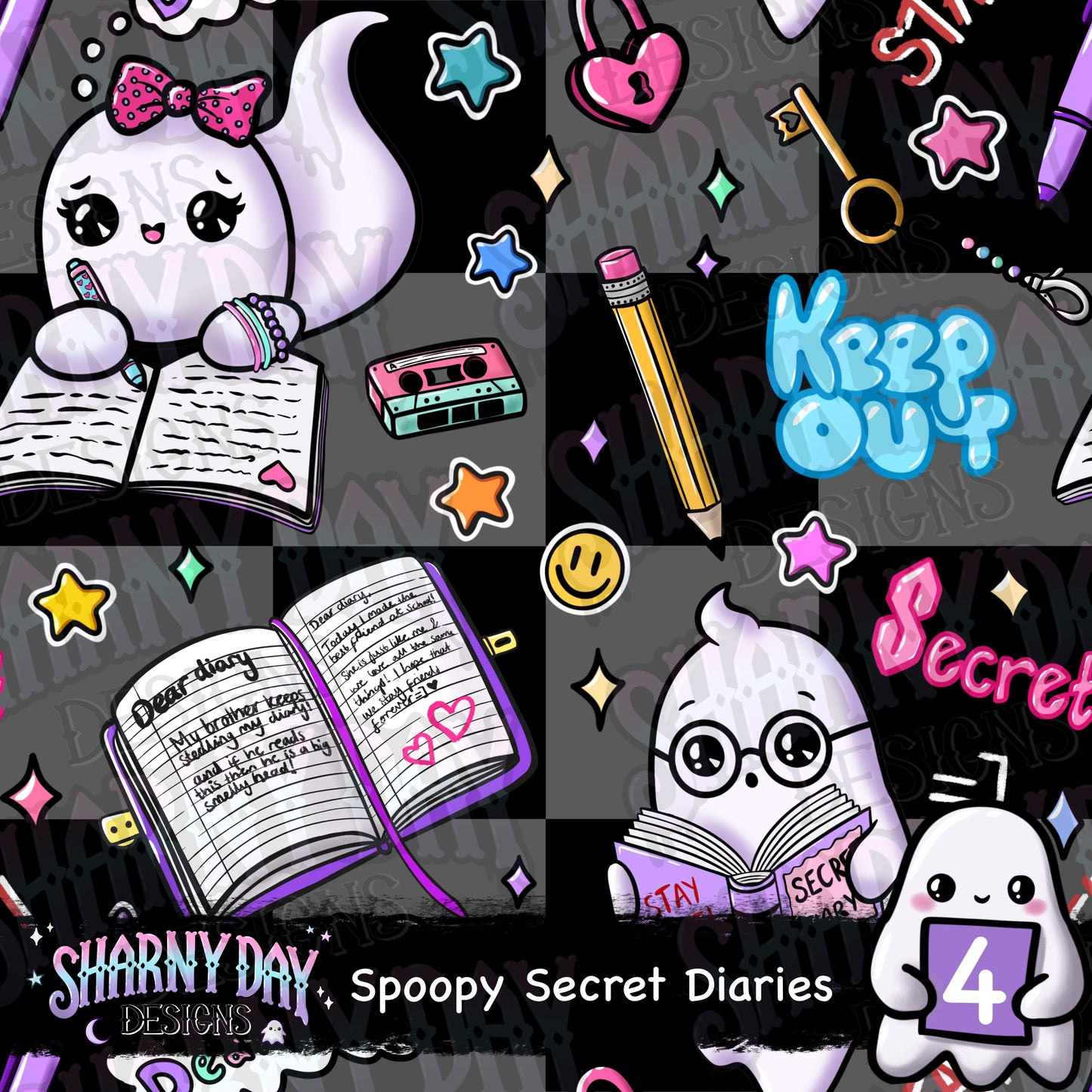 Spoopy Secret Diaries Exclusive Seamless Pattern Design
