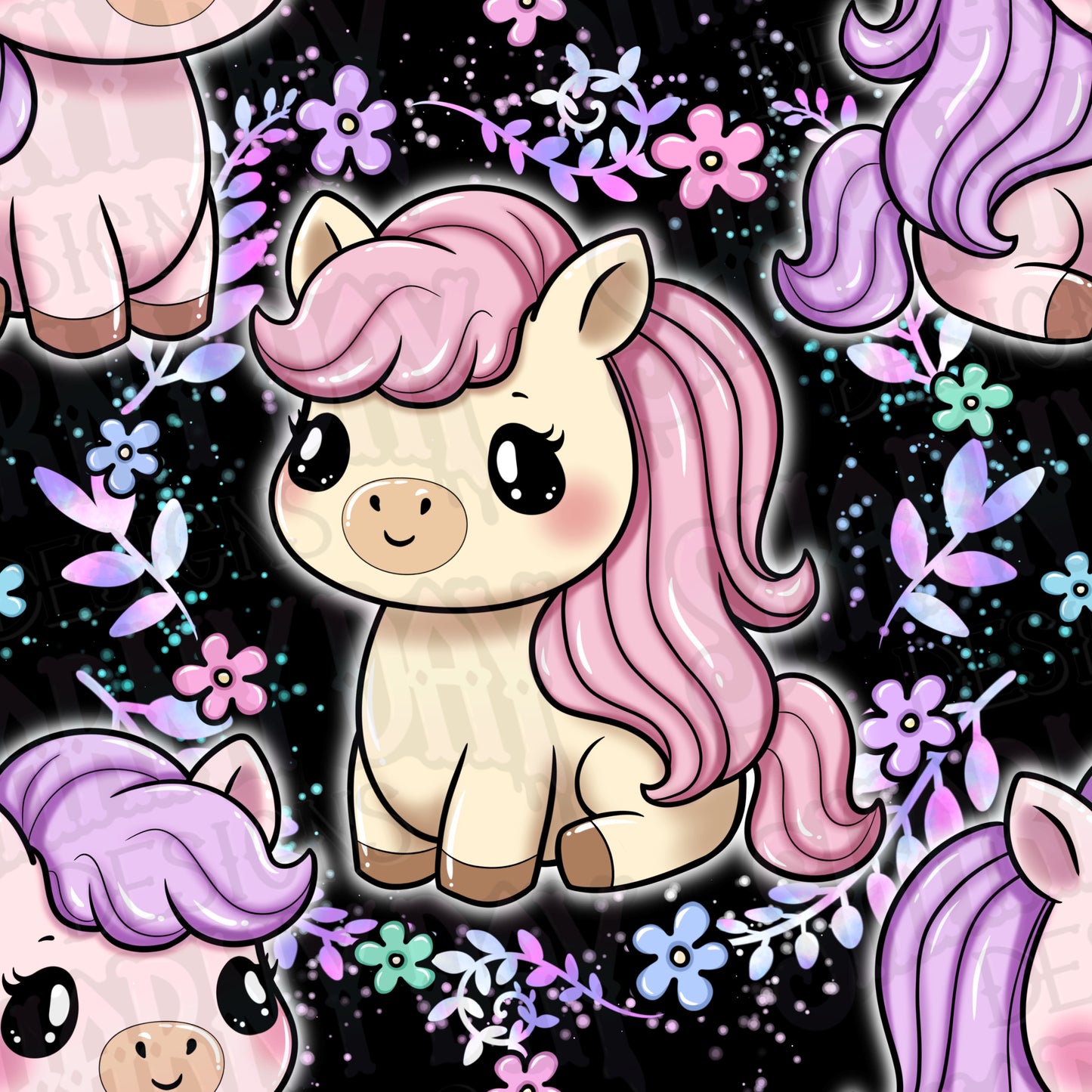 Kawaii Pony Exclusive Seamless Pattern Design