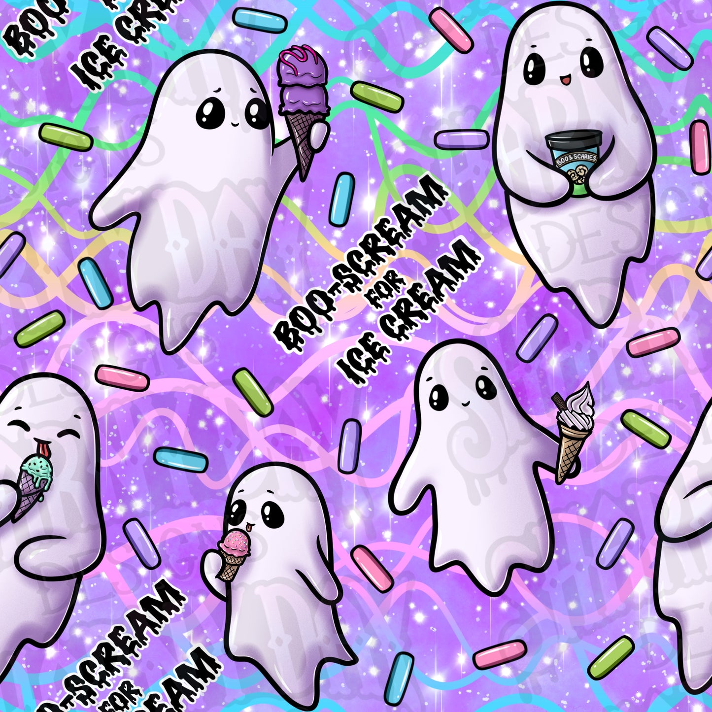 Boo-Scream for Ice Cream Exclusive Seamless Pattern Design