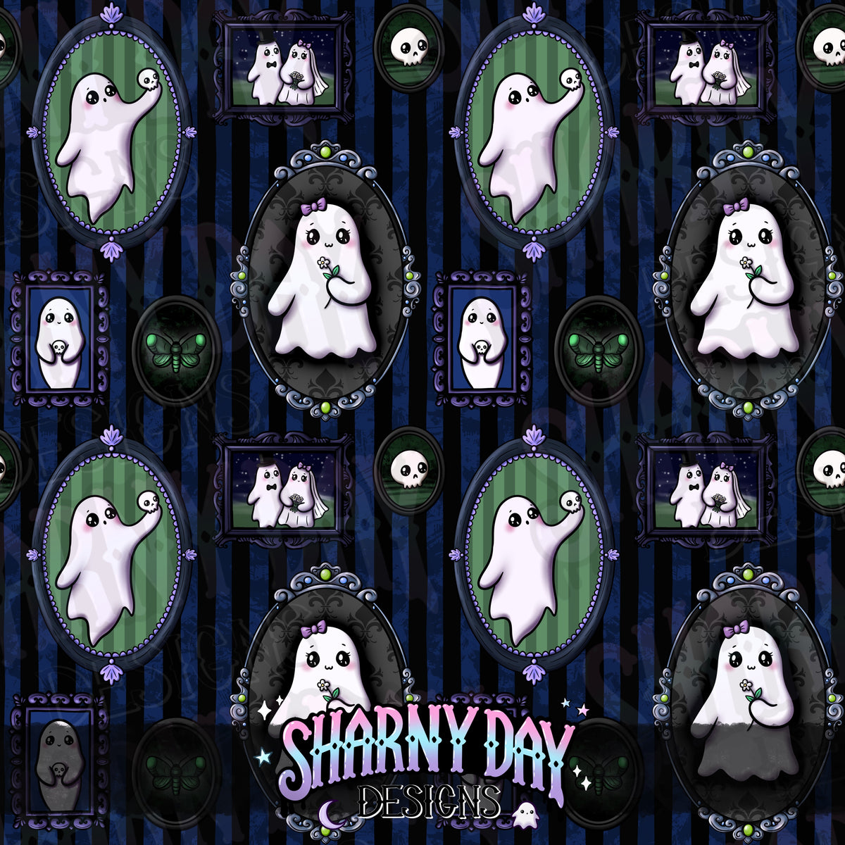 HEXTOBER - Ghostie Wall Hangings (portrait) - Exclusive Seamless Pattern Design