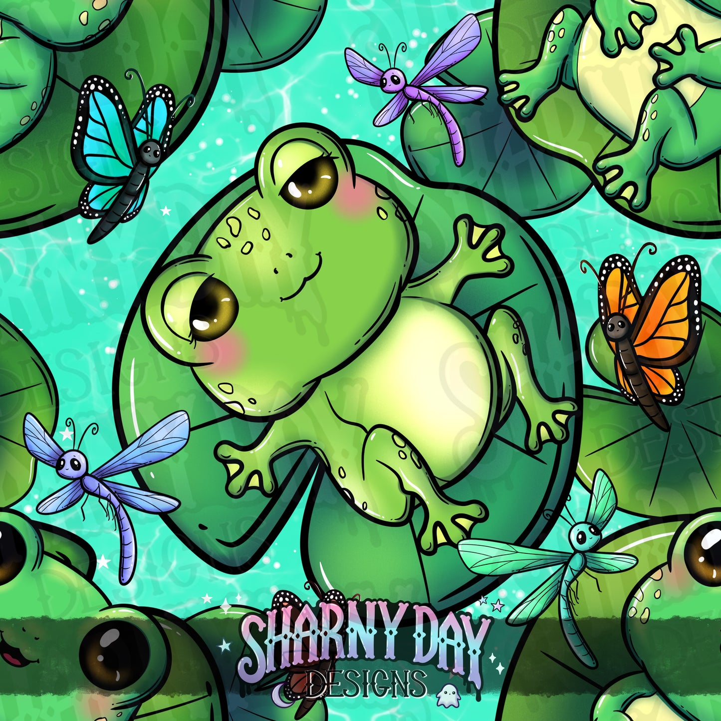 Summer Froggies Exclusive Seamless Pattern Design