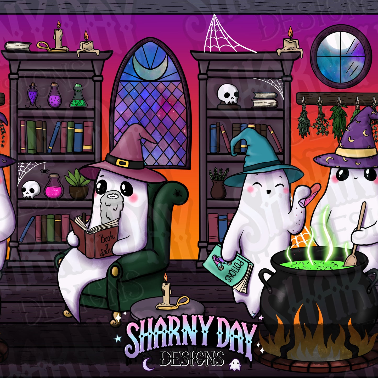 Witchy Ghosties Exclusive Seamless Pattern Design